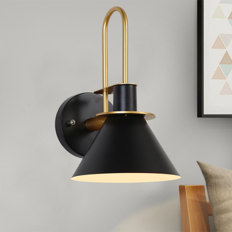 Wandleuchte Metall | Konischer Schirm, 1 Licht, E26/E27 Fassung | Modernes Design für Flur, Schlafzimmer und Treppenhaus 2
