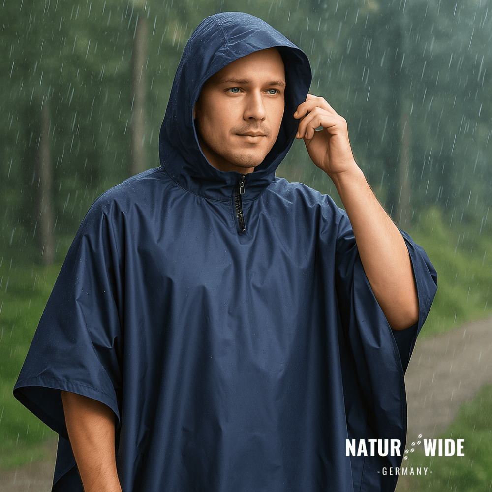 Regenponcho Damen 3 in 1 | Wasserdicht mit Kapuze und Ärmeln | Einheitsgröße in Dunkelblau, Waldgrün oder Schwarz 13