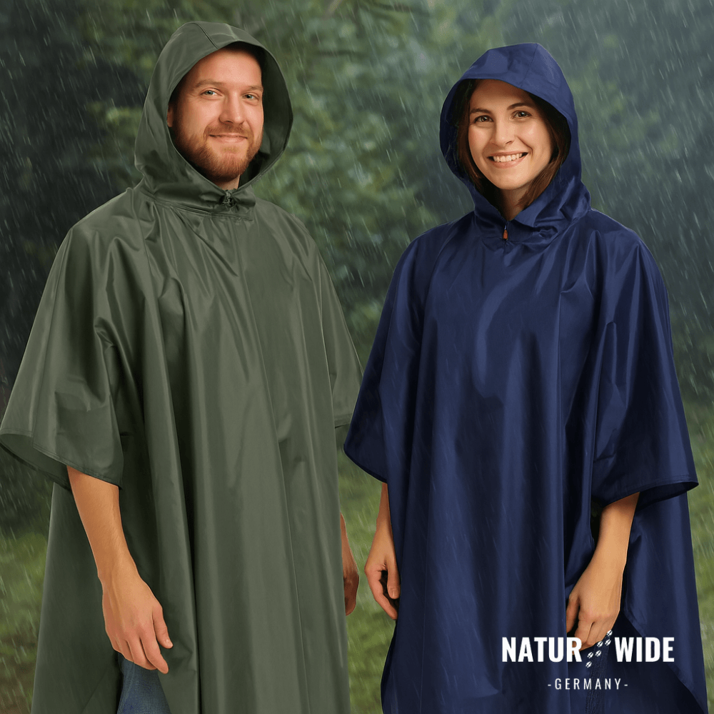 Regenponcho Damen 3 in 1 | Wasserdicht mit Kapuze und Ärmeln | Einheitsgröße in Dunkelblau, Waldgrün oder Schwarz 11