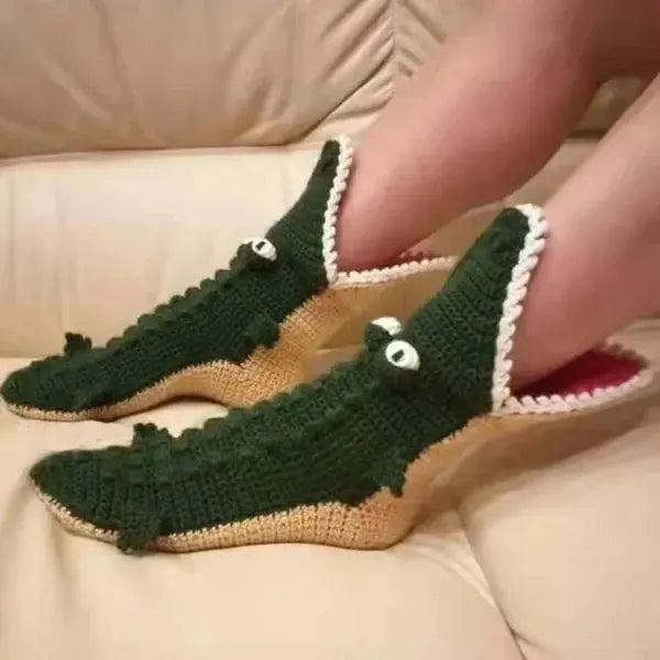 3D Strick Socken mit Tiermotiv | Krokodil, Hai, Fuchs & mehr Designs | Weich, Bequem und Ideal für den Alltag oder als Geschenk