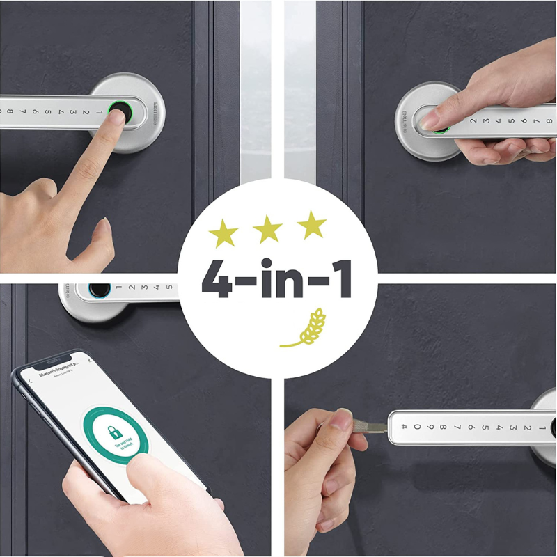 Intelligens ajtógomb | Nyitás alkalmazással, ujjlenyomattal vagy kóddal | Kulcs nélküli hozzáférés | TouchLock