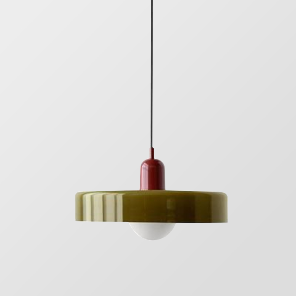 Glas-Pendelleuchte Bauhaus-Stil | Rundes Buntglas mit verstellbarer Hängehöhe | Ideal für Wohnzimmer, Küche und Flur 3