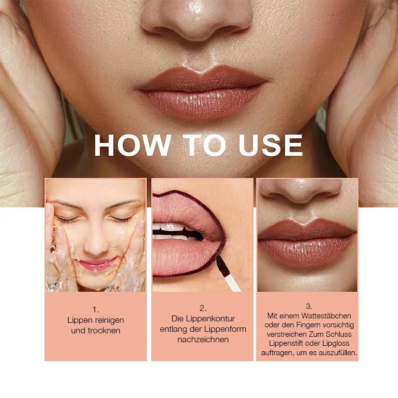 Lippenkonturstift Damen Wasserfest | Hyaluronsäure, Himbeerextrakt & Vitamin E | Pflegt und Verschmiert Nicht, 3 Farbtöne 8