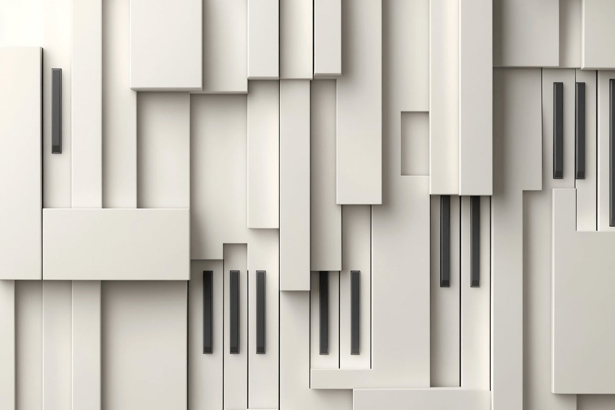 Geometric 3D panel design file showing detailed pattern and neutral color palette