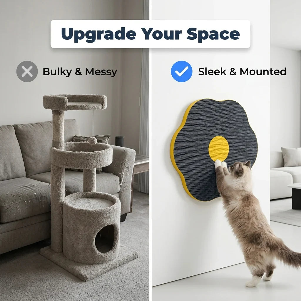 Wand-Kratzbrett für Katzen | Blumenförmiges Design, platzsparend montiert | Schützt Sofa und Möbel vor Krallenspuren 3