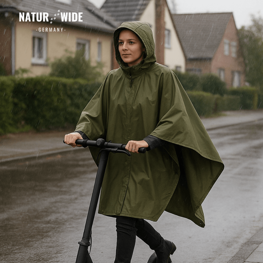 Regenponcho Damen 3 in 1 | Wasserdicht mit Kapuze und Ärmeln | Einheitsgröße in Dunkelblau, Waldgrün oder Schwarz 20