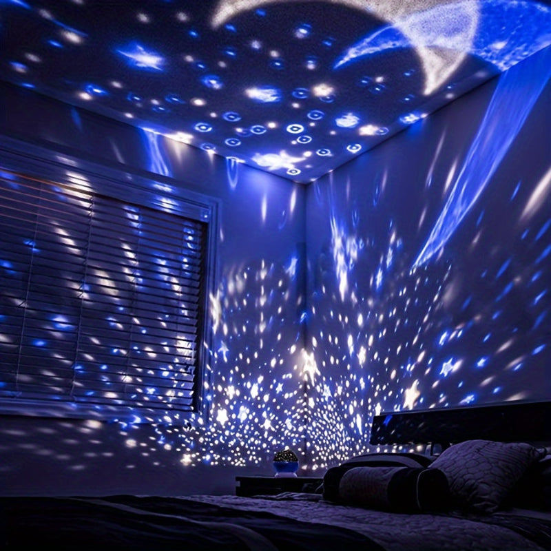 Projektor hvězdné oblohy 360° | Otáčí se a promítá hvězdy a Měsíc | Noční světlo | StarDream