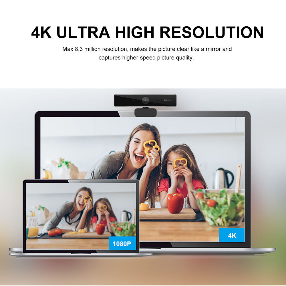 4K Ultra HD Webcam mit CMOS-Sensor | 8 Megapixel, 7-Schicht-Glaslinse | Autofokus und Lichtkorrektur für Streaming