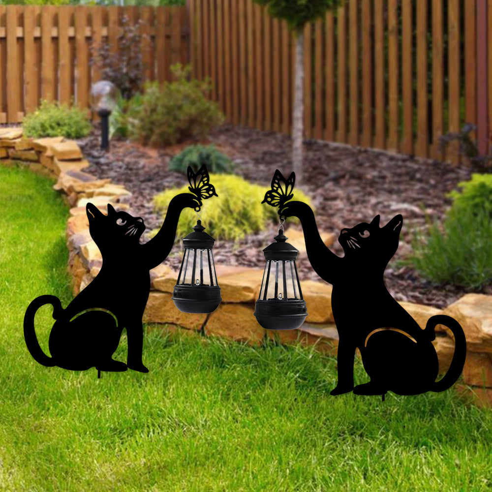Kat Solar Gartenlicht hängende Laterne | Katzen-Silhouette Metall | Dekorative Outdoor | Pawglow