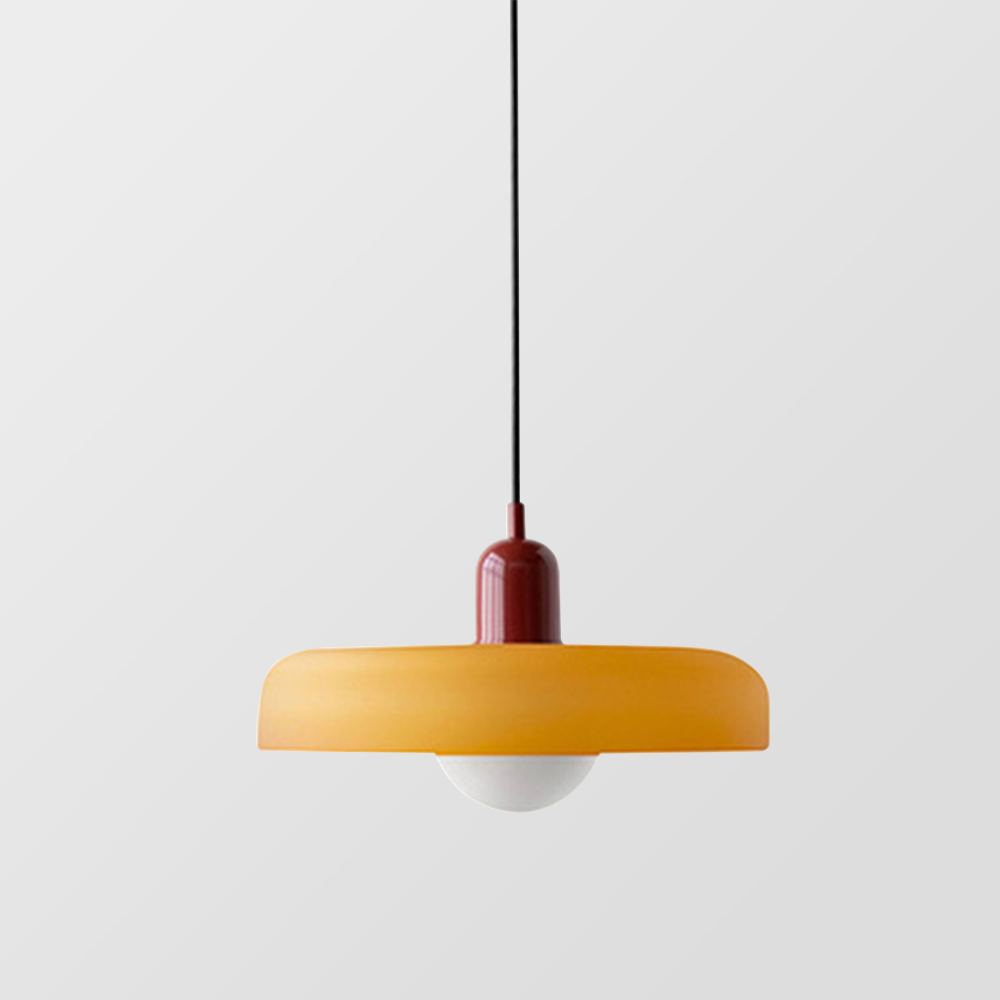 Glas-Pendelleuchte Bauhaus-Stil | Rundes Buntglas mit verstellbarer Hängehöhe | Ideal für Wohnzimmer, Küche und Flur 21