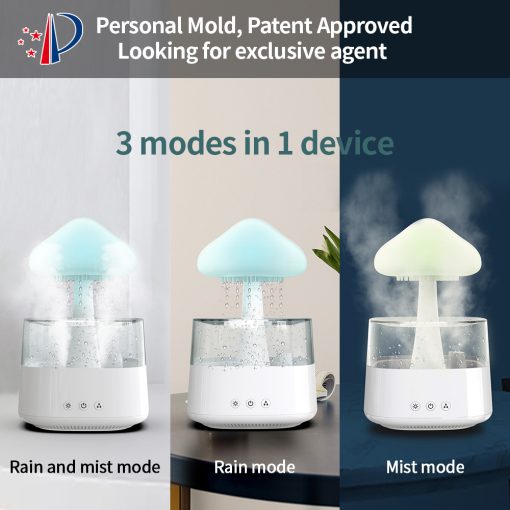 Regenwolken-Luftbefeuchter mit Nachtlicht | Aromatherapie-Diffusor mit Tropfeneffekt | Befeuchtet und reinigt leise die Luft 6
