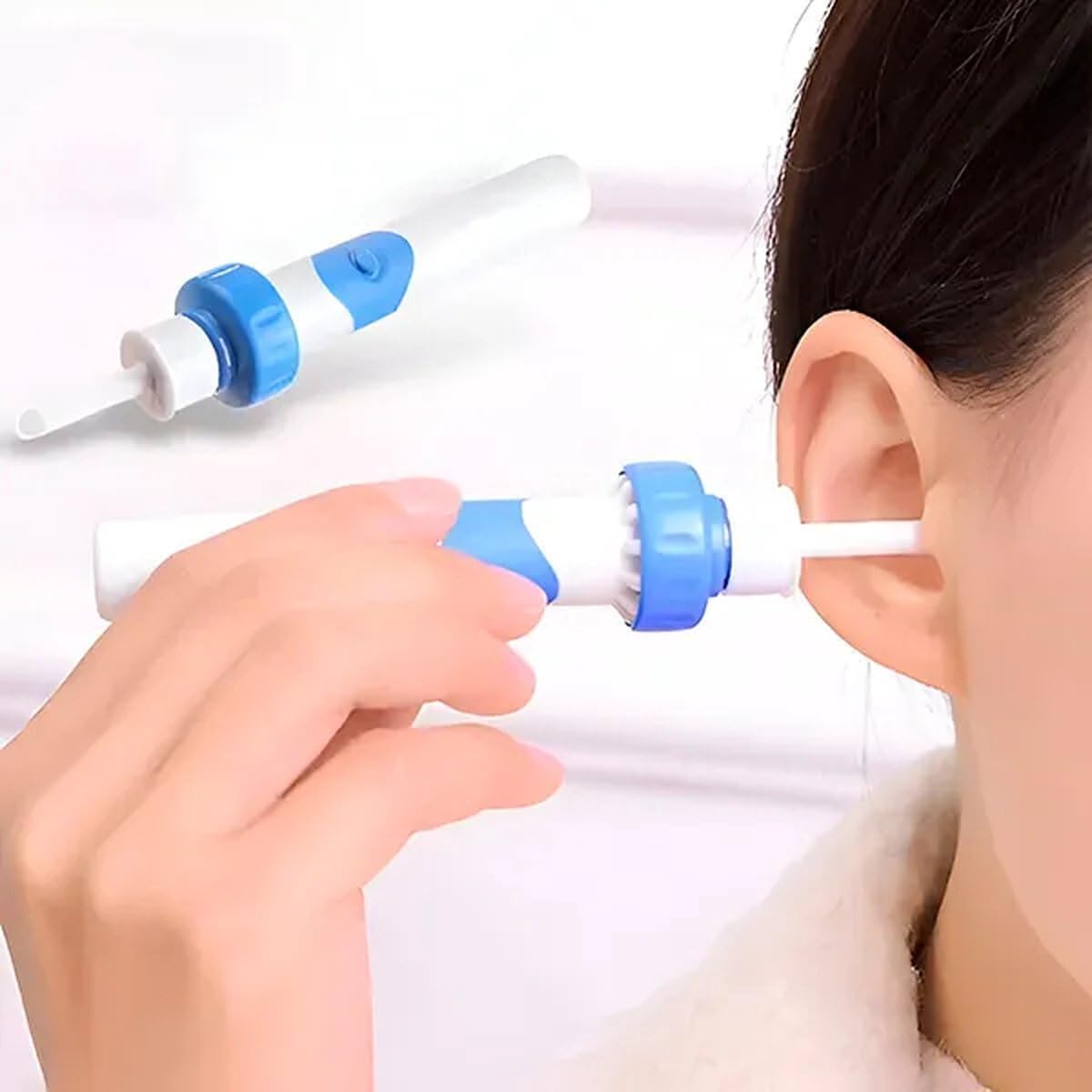 Éliminateur de cérumen avec vibration et aspiration | Des oreilles propres en 20 secondes | Embouts d’aspiration lavables sans pièces jetables