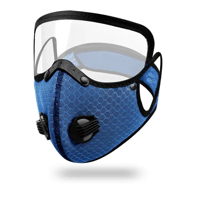 Maschera antipolvere riutilizzabile | con filtro a carbone attivo e visiera | Traspirante e leggera | RideMask