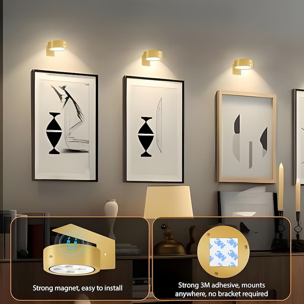 Magnetische LED-Bilderleuchte | Dimmbar mit 13 Lichtmodi & Fernbedienung | Wiederaufladbar, kabellos ohne Bohren 5