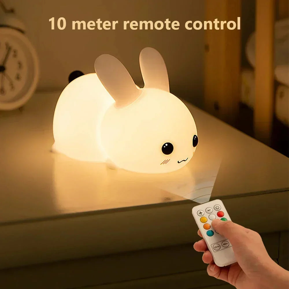 Hasen-Nachtlicht LED | Farbwechsel-Beleuchtung mit Fernbedienung | Kabellos & wiederaufladbar für Kinderzimmer und Schlafzimmer 4