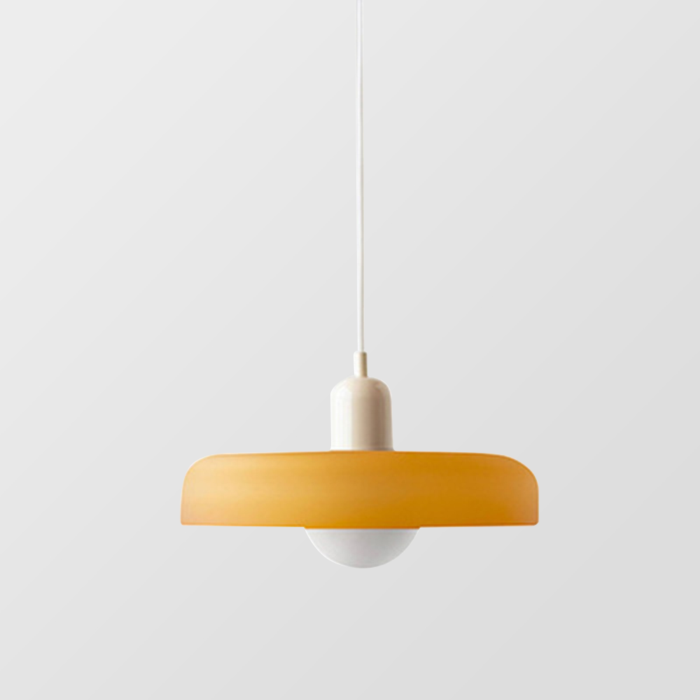 Glas-Pendelleuchte Bauhaus-Stil | Rundes Buntglas mit verstellbarer Hängehöhe | Ideal für Wohnzimmer, Küche und Flur 31
