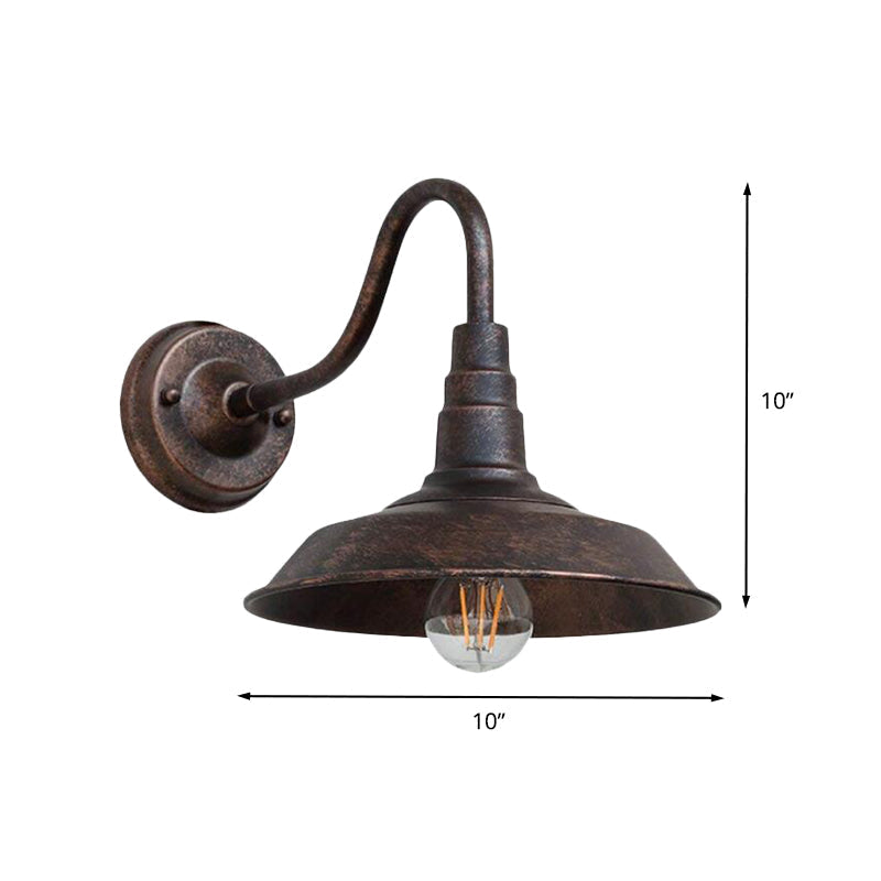 Wandlampe Metall Gänsehals-Arm | Industrielles Scheunen-Design mit Metallschirm | Für Nachttisch und Flur geeignet 2