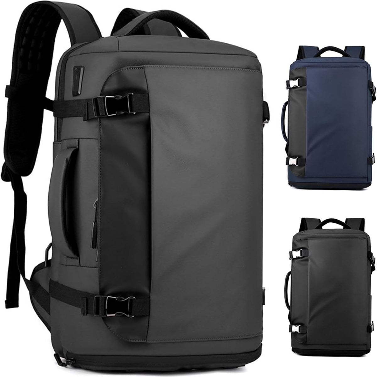 Wasserdichter Laptop-Rucksack 15,6 Zoll mit 270°-Seitenöffnung | Schwarz, Blau, Grau | USB-C-Anschluss, diebstahlsicher 6