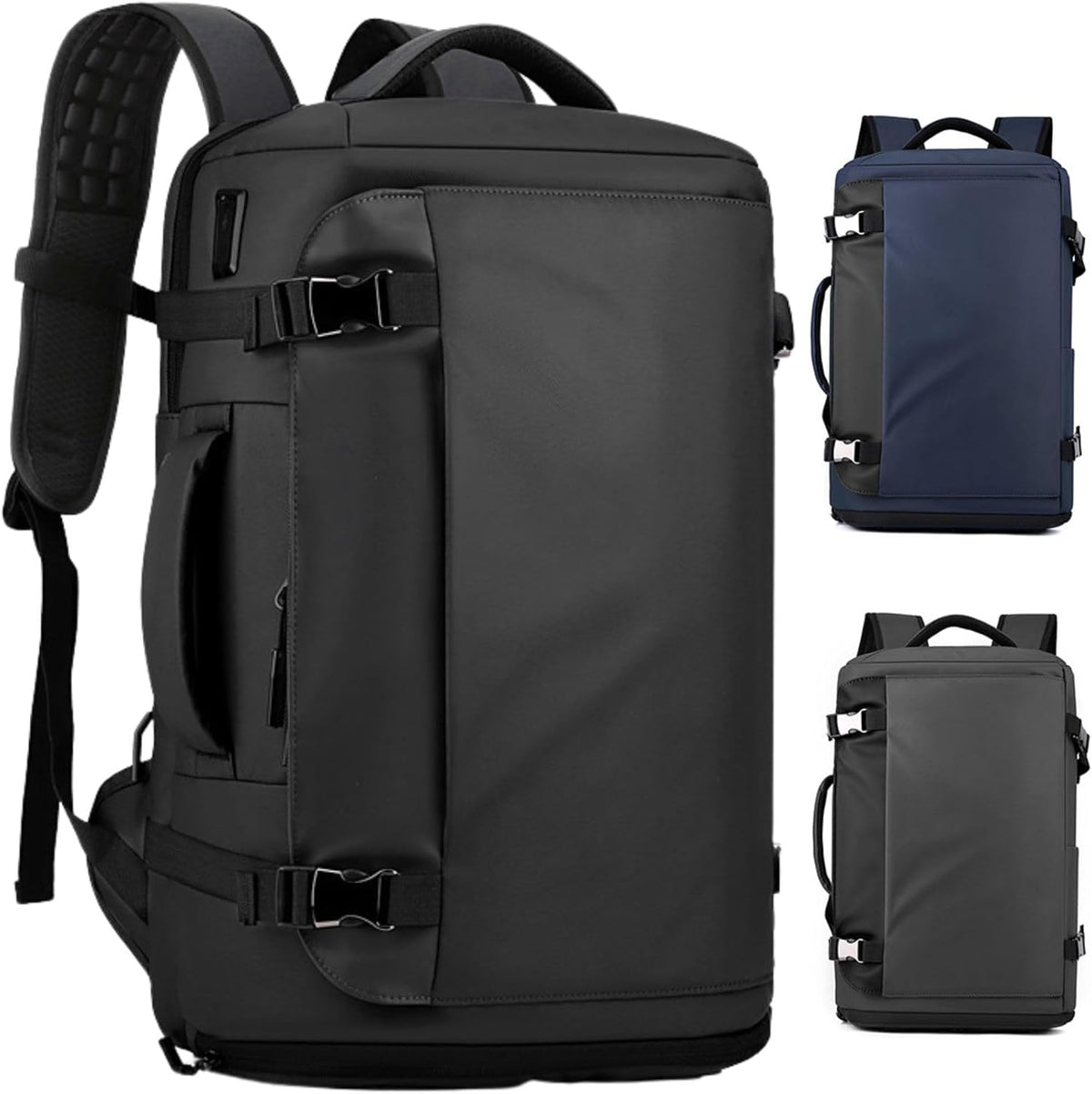 Wasserdichter Laptop-Rucksack 15,6 Zoll mit 270°-Seitenöffnung | Schwarz, Blau, Grau | USB-C-Anschluss, diebstahlsicher 4