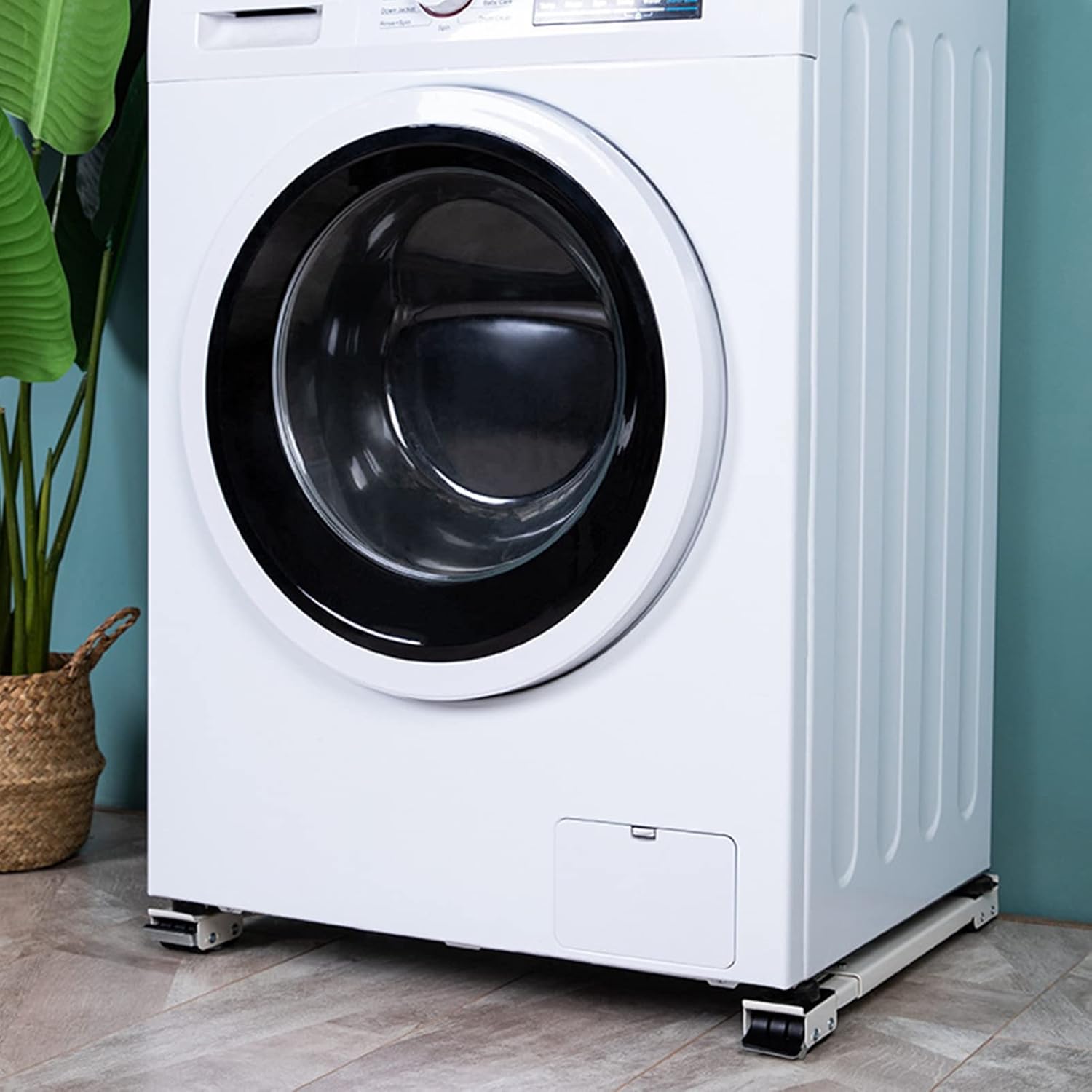 Suporte móvel extensível com rodas | para máquina de lavar roupa e secador | ajustável e com rodas | RollBase