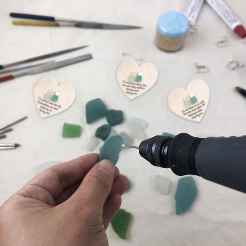 Meerglas-Herz Deko aus Keramik und echtem Meerglas | Handgefertigtes Unikat, Herzform | Ideales Freundschaftsgeschenk 7
