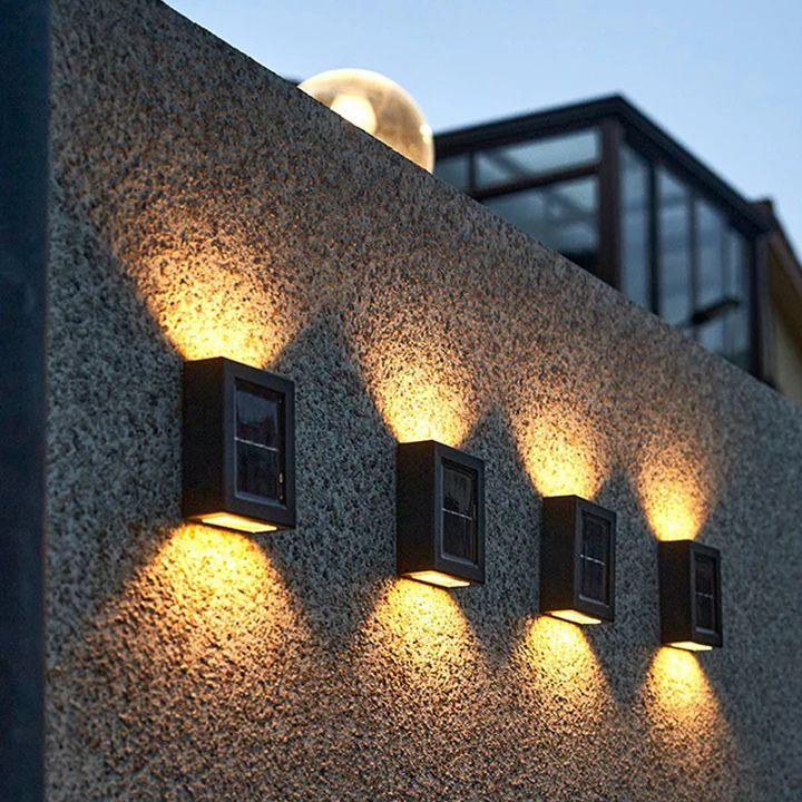 Solar-Wandleuchte Kunststoff | Doppel-Schatten-Effekt, automatisches Ein-/Ausschalten | IP65 wetterfest, kabellos 1