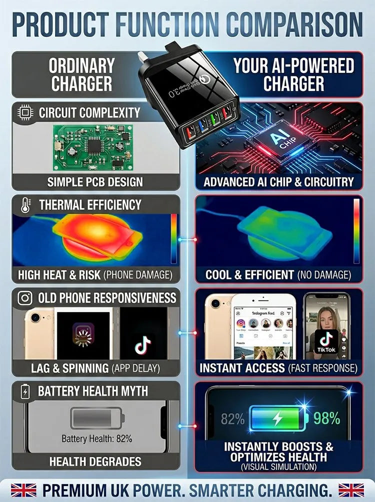 Încărcător auto cu patru porturi | Fiecare port USB oferă 3,1 A | Încărcător multiplu compact | PowerPort