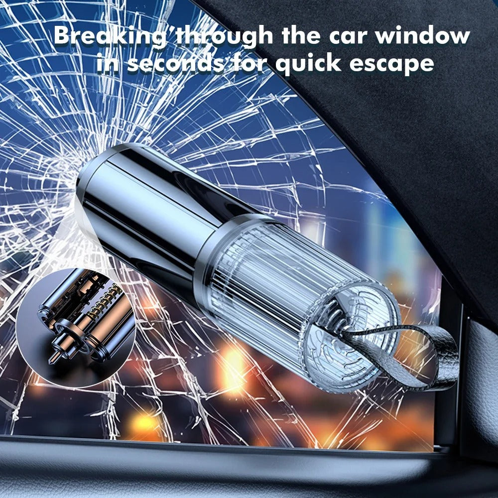 Auto-Notfallwerkzeug 2-in-1 | Fensterbrecher mit Federmechanismus & Gurtschneider | Kompakt für Auto, Tasche, Schlüsselbund 5