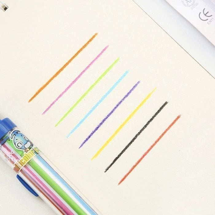 8-in-1 Farbstift aus Kunststoff | Klick-Mechanismus für schnellen Farbwechsel | Kompakt für Schule & Unterwegs