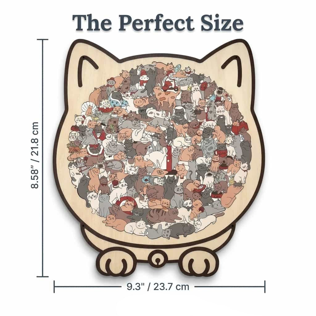Holzpuzzle Katze 135 Teile | Naturholz mit Morandi-Farbpalette | Entspannende Beschäftigung ohne Bildschirm für Zuhause 5