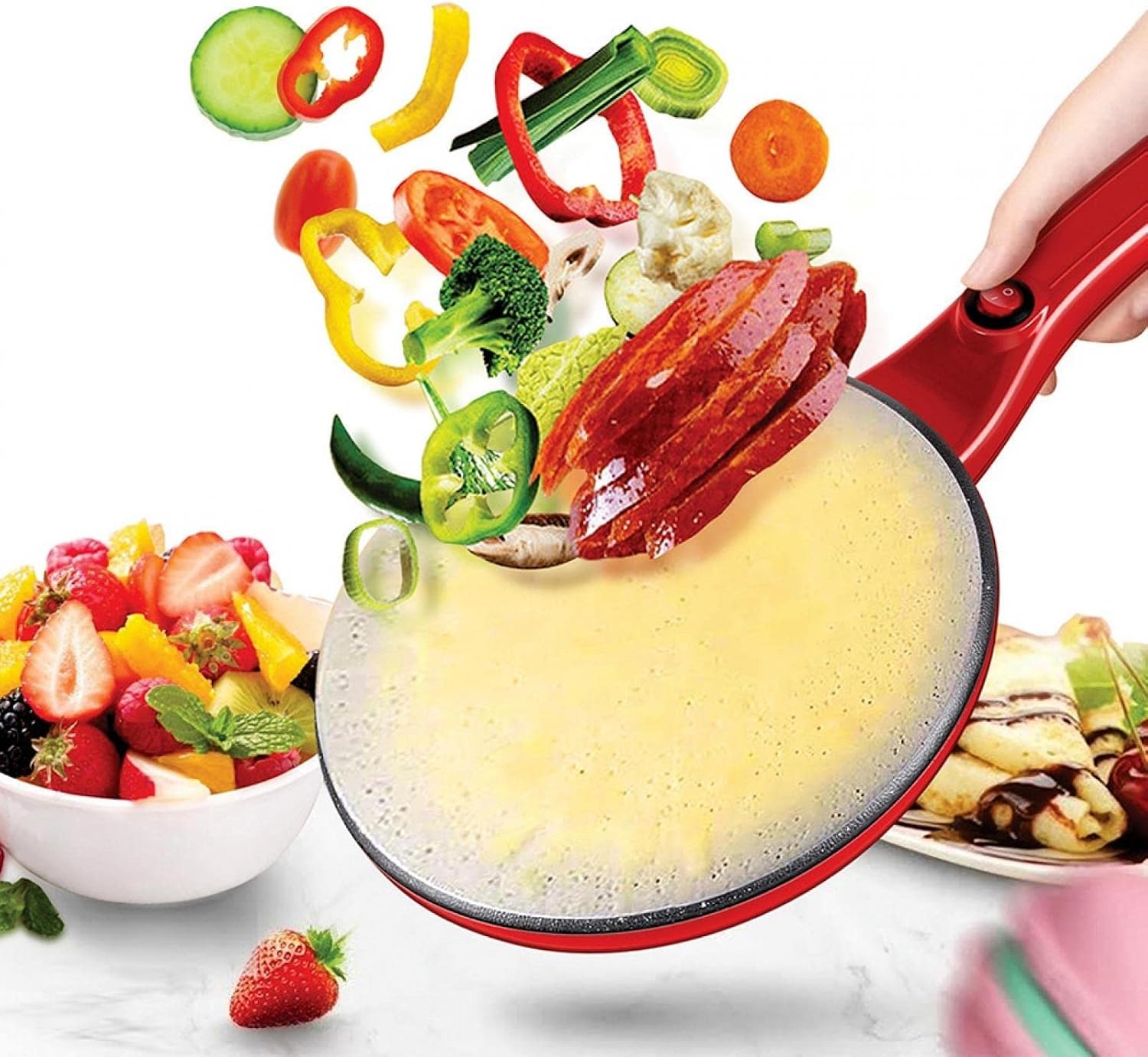 Přenosný elektrický palačinkovač | na tenké crêpes a palačinky | nepřilnavý povrch | SwiftPan