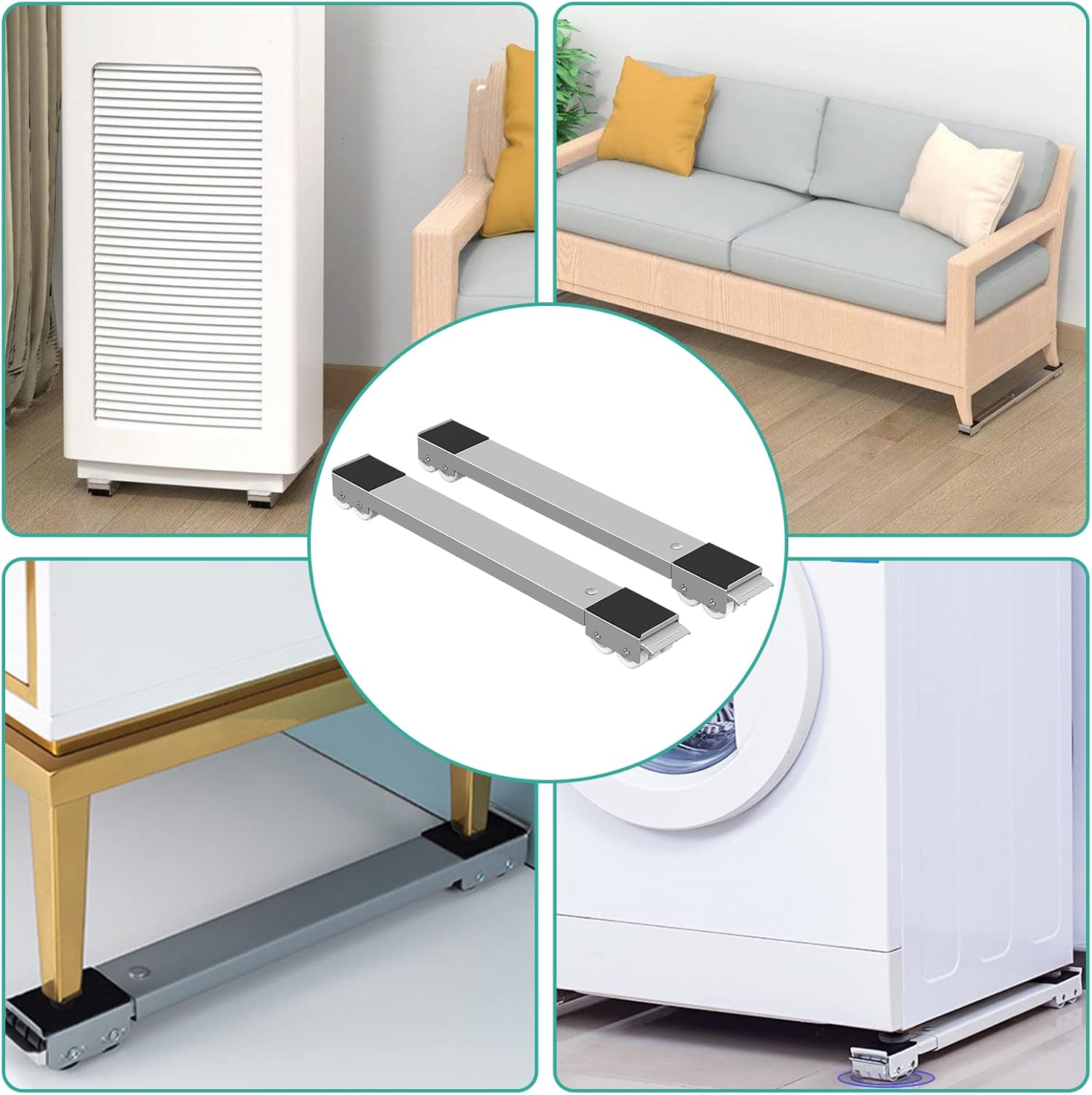Suporte móvel extensível com rodas | para máquina de lavar roupa e secador | ajustável e com rodas | RollBase