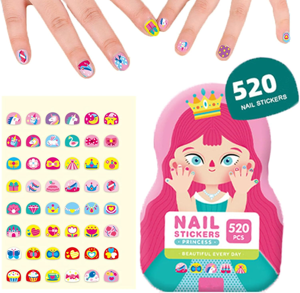 Nagelaufkleber Kinder hautfreundlich verschiedene Designs mit starkem Halt 8