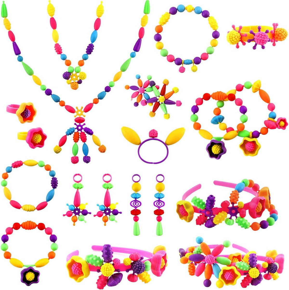 Schmuck-Steckperlen Set 500 Teile | Bunte Formen & Farben | Stecksystem für Ketten, Armbänder & Ringe, fördert Feinmotorik 9