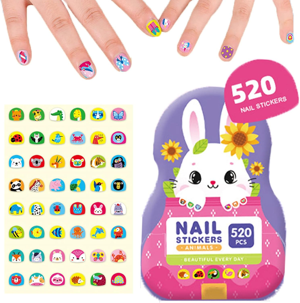 Nagelaufkleber Kinder hautfreundlich verschiedene Designs mit starkem Halt 26
