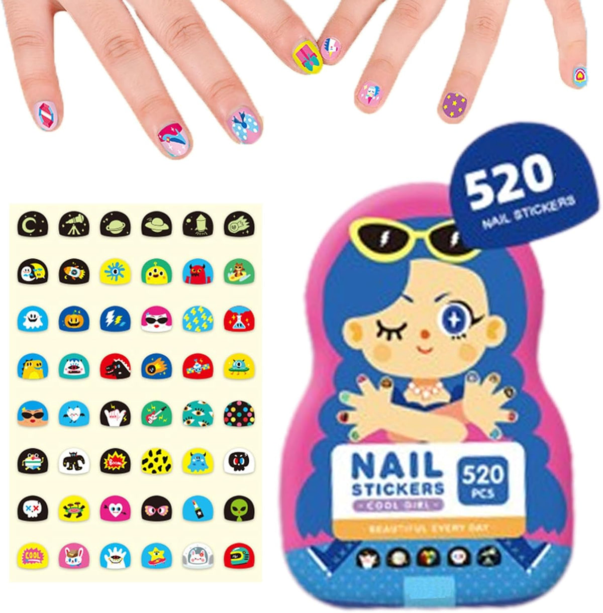 Nagelaufkleber Kinder hautfreundlich verschiedene Designs mit starkem Halt 14