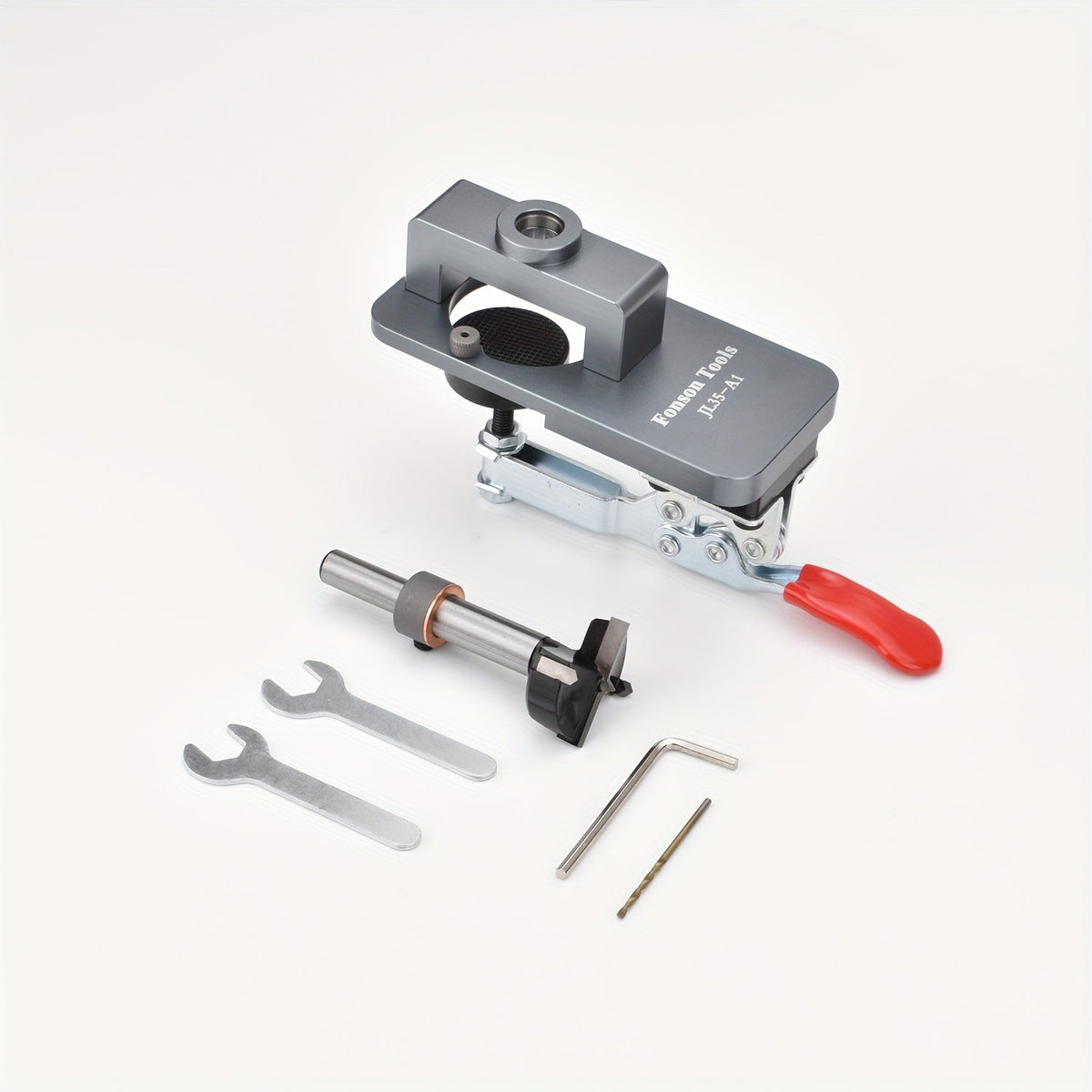 Bohrschablone 35 mm Aluminium | Schnellspann-Mechanismus für Topfscharniere | Inklusive Bohrer und Werkzeugzubehör 10