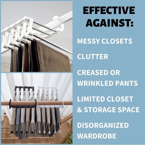 5-in-1 Hosenbügel Organizer aus Edelstahl | Faltbar für 5 Hosen | Platzsparende, knitterfreie Aufbewahrung im Kleiderschrank 3