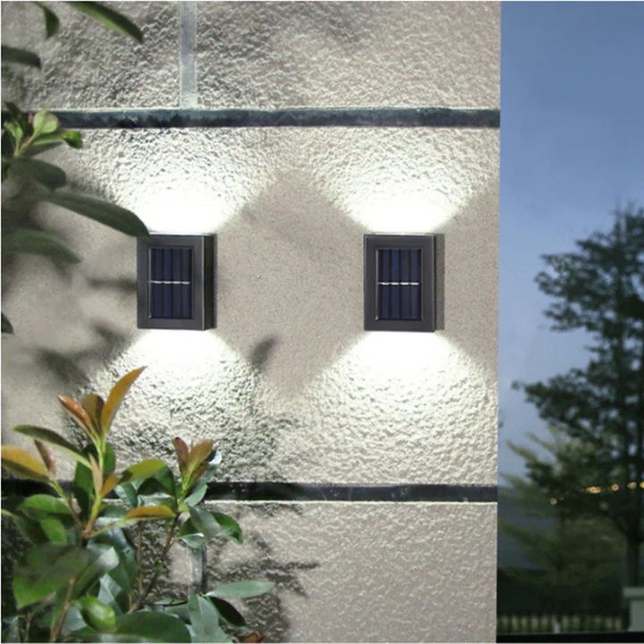 Solar-Wandleuchte Kunststoff | Doppel-Schatten-Effekt, automatisches Ein-/Ausschalten | IP65 wetterfest, kabellos 4