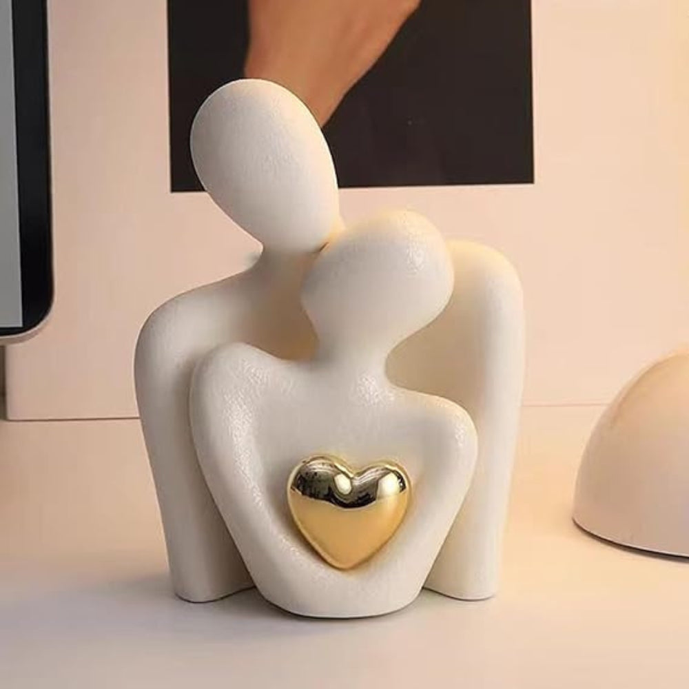 Abstrakte Paarfigur mit Herz aus Keramik und Emaille | Weiß oder Schwarz | Moderne Wohndeko für Regal, Tisch & Kommode 3