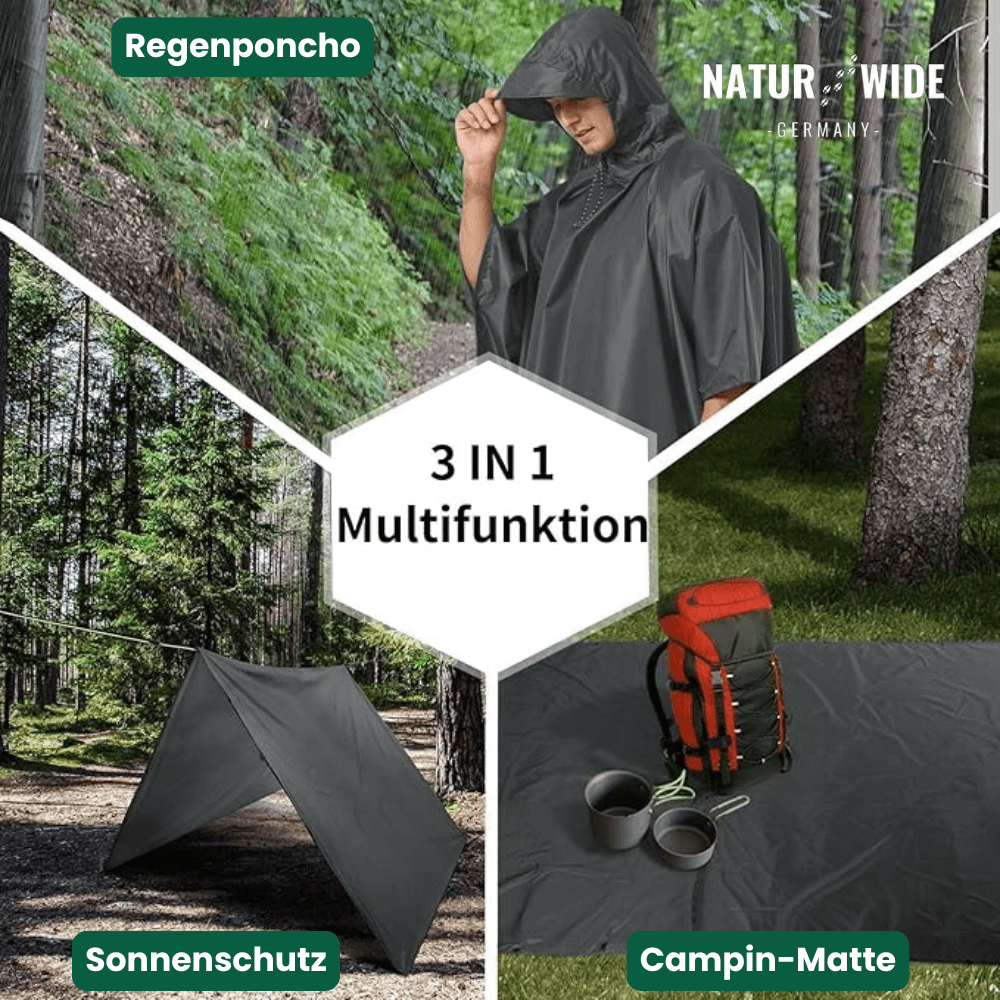 Regenponcho Damen 3 in 1 | Wasserdicht mit Kapuze und Ärmeln | Einheitsgröße in Dunkelblau, Waldgrün oder Schwarz 6