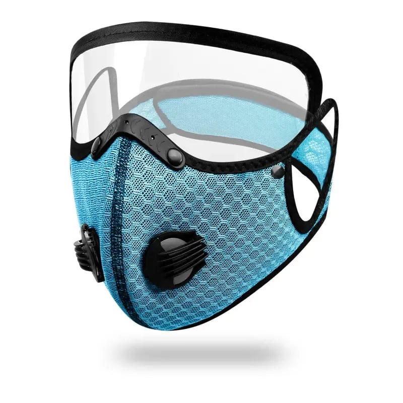 Maschera antipolvere riutilizzabile | con filtro a carbone attivo e visiera | Traspirante e leggera | RideMask