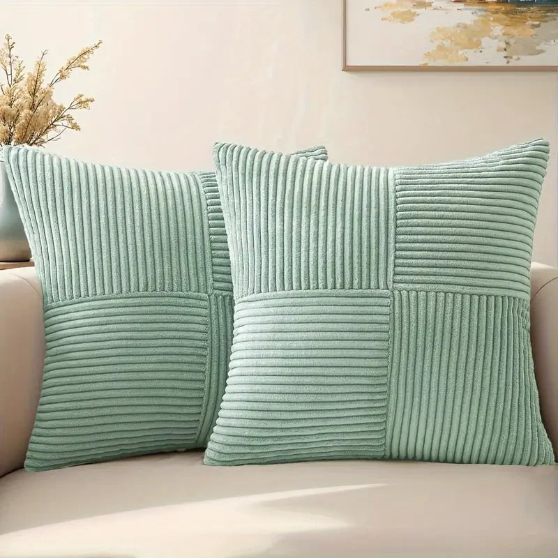 Kissenbezüge Cord 46x46 cm im 4er-Set | Boho-Stil, gerippte Textur | Verdeckter Reißverschluss, pflegeleichtes Polyester 10
