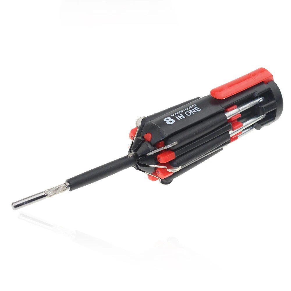 8 in 1 Multitool Schraubendreher Set aus Stahl und Kunststoff | Mit Arbeitslampe und LED-Taschenlampe | Kompakt für jede Reparatur 1