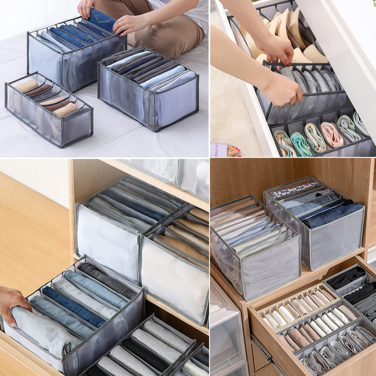 Aufbewahrungsboxen Nylon 3er-Set S/M/L | Weiß, Kanten aus Oxford-Gewebe | Kleidung faltenfrei ordnen im Kleiderschrank 2