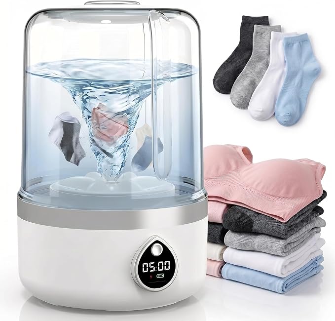 Mini lave-linge de voyage portable | Sans fil et entièrement automatique | Avec batterie 2000 mAh | PocketWash