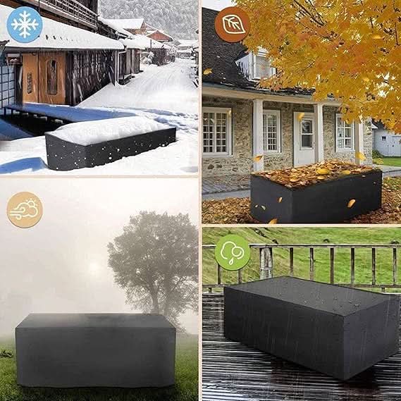 Möbelabdeckung Polyester Wasserdicht | Schwarz oder Silber, 12 Größen 80–152 cm | UV- und Frostschutz für Gartenmöbel 6