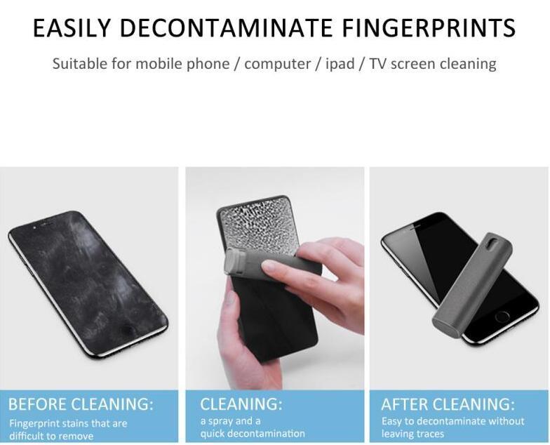 Bildschirmreiniger Set mit Mikrofasertuch | Sprühflasche und Tuch | Entfernt Fingerabdrücke von Smartphone, Tablet, TV 4