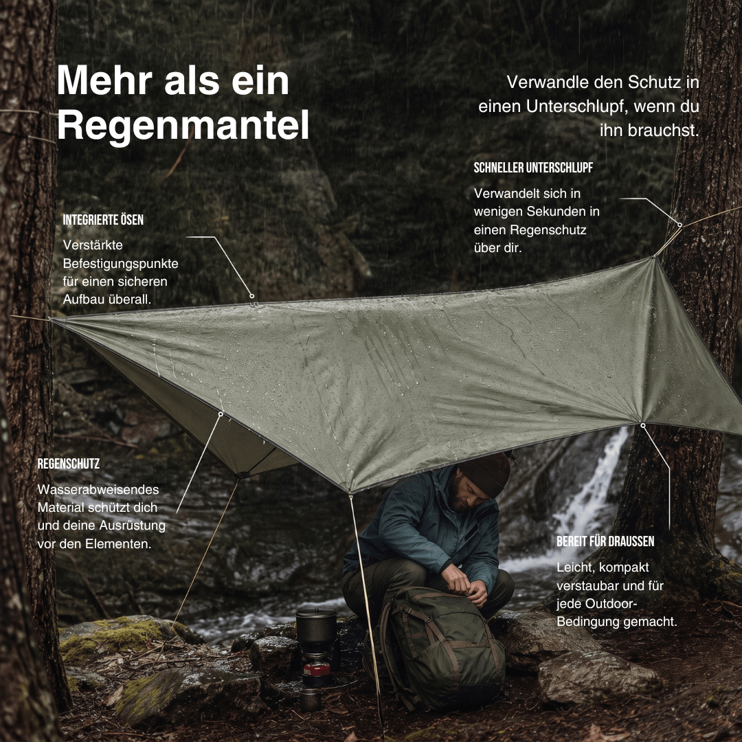 Regenponcho Damen 3 in 1 | Wasserdicht mit Kapuze und Ärmeln | Einheitsgröße in Dunkelblau, Waldgrün oder Schwarz 27