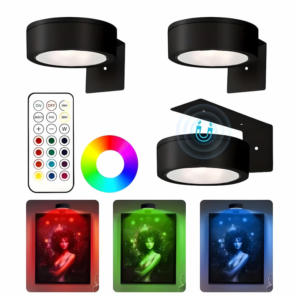 Magnetische LED-Bilderleuchte | Dimmbar mit 13 Lichtmodi & Fernbedienung | Wiederaufladbar, kabellos ohne Bohren 8